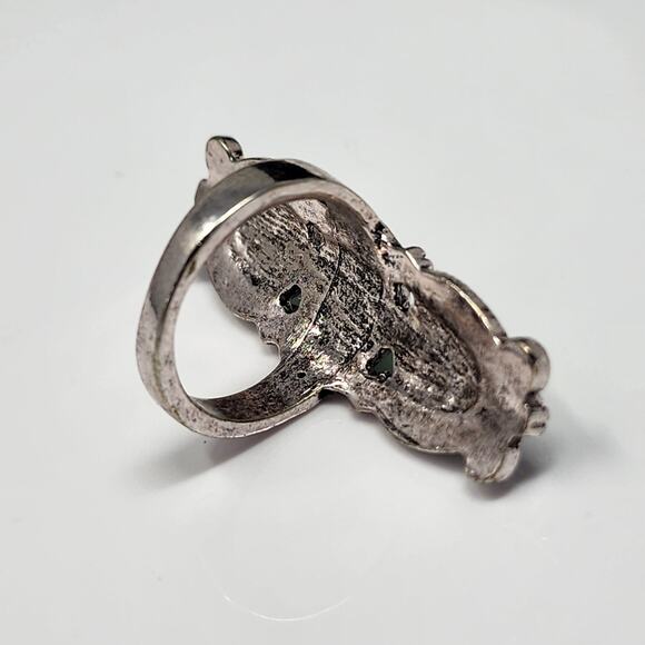 Triple Green Howlite Filigree Size 7 Ring - Picture 3 of 4